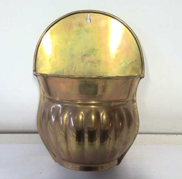 Vintage Brass Wall Hung Flower Pot / Planter for sale