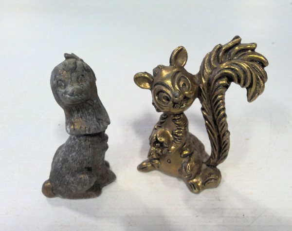 Pair of Vintage Made in Italy Brass Figurines - Squirl & Poodle for sale