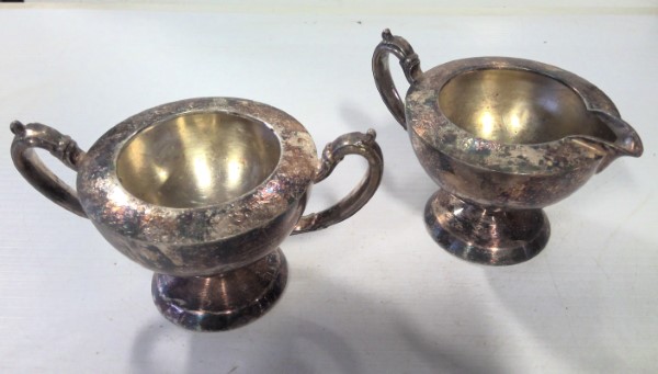 Antique 1881 Rogers Canada Silverware Cream and Sugar Bowl Set for sale