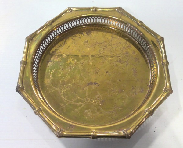 Vintage Etched Brass Serving Tray for sale