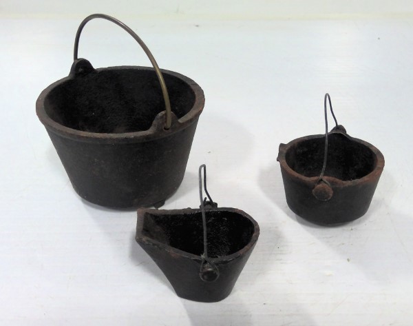 Vintage Miniature Cast Iron Cauldron Pot & Ash Bucket for sale