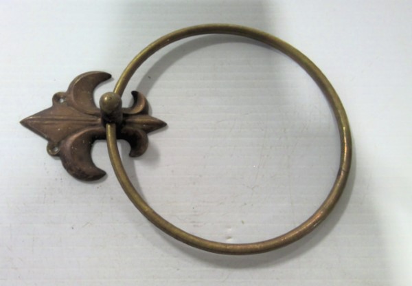 Vintage Brass Fleur De Lis Towel Ring / Holder for sale