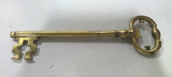 Vintage Brass Skeleton Key Bottle Opener - 8" for sale