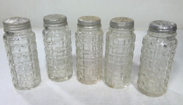 Lot of 5 Vintage Glass Diner Salt & Pepper Shakers for sale