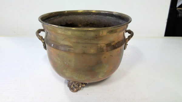 Vintage Footed Brass Pot / Planter / Flower Pot for sale