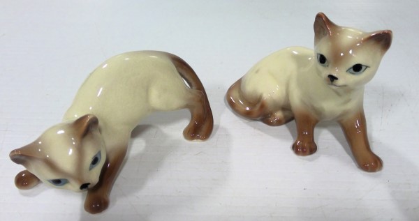 Vintage Siamese Cat Ceramic Figurines - Made in Japan for sale