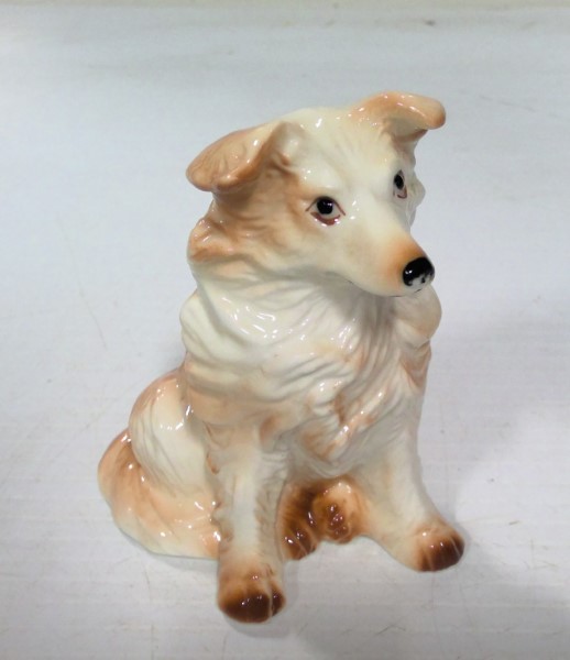 Vintage Bone China Sitting Collie Dog Figurine for sale