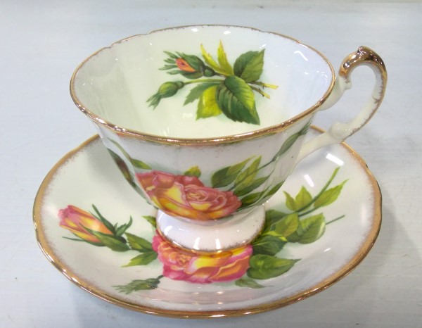 Vintage Paragon Bone China Rose Tea Cup and Saucer for sale