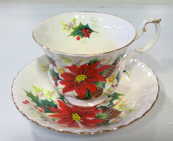 Vintage Royal Albert Poinsettia Tea Cup and Saucer for sale