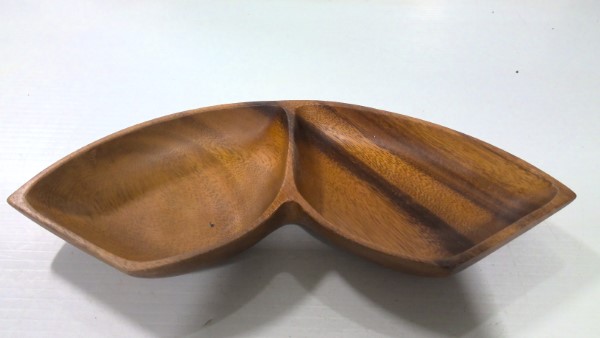 Vintage 2 Compartment Wooden Bowl/Tray. 11.75” wide. for sale