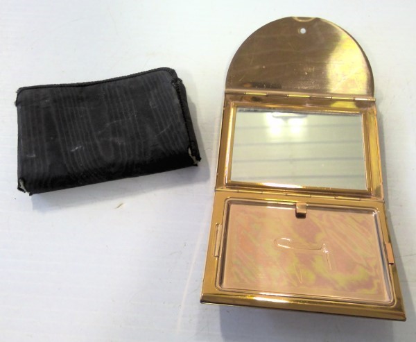 Vintage Coty Metal Compact Makeup Case Mirror Purse Gold Tone for sale