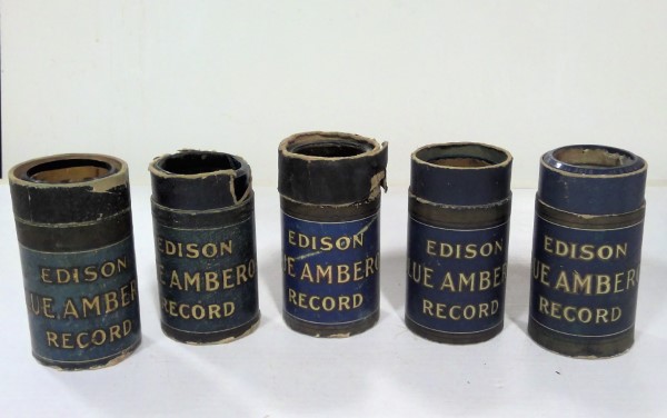 Lot of 5 Antique Edison Phonograph Cylinders - Blue Amberol for sale