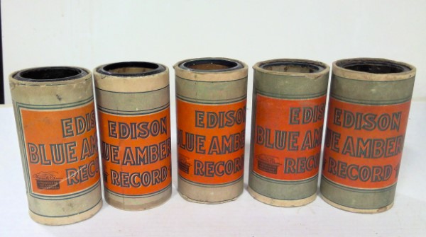 Lot of 5 Antique Edison Phonograph Cylinders – Blue Amberol for sale