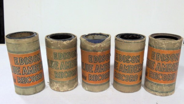 Lot of 5 Antique Edison Phonograph Cylinders – Blue Amberol for sale