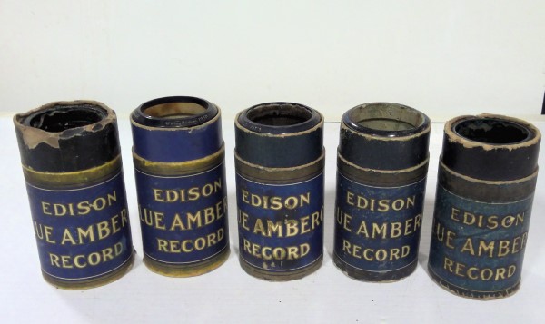 Lot of 5 Antique Edison Phonograph Cylinders – Blue Amberol for sale