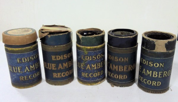 Lot of 5 Antique Edison Phonograph Cylinders – Blue Amberol for sale