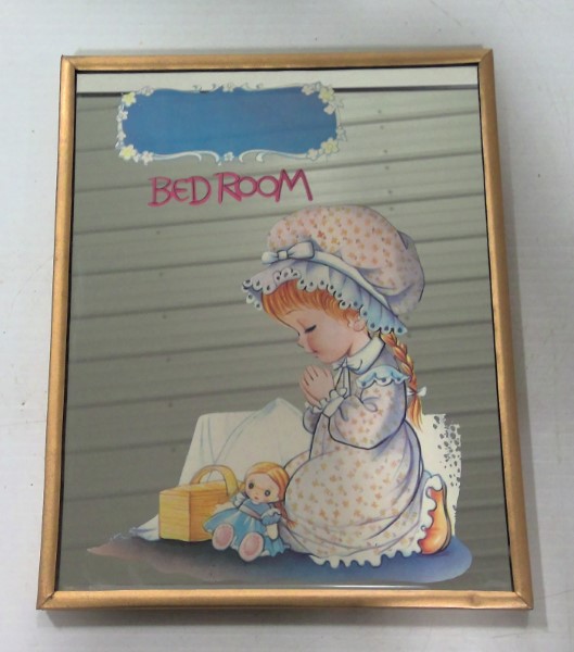 Vintage Children's Bedroom Mirror by Price Products - Girl Praying for sale