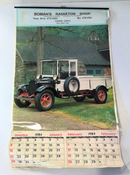 Vintage Boman's Radiator Shop Camrose Alberta - 1984 Calendar for sale