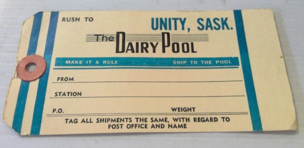 Vintage Unity Saskatchewan The Dairy Pool Shipping Tag for sale