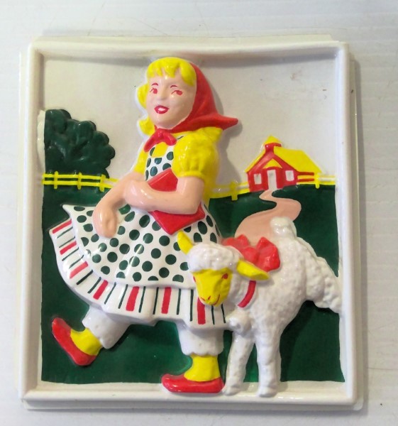 Vintage 1940s Lagco Dimensional Plastic Picture - Mary Had a Little Lamb for sale