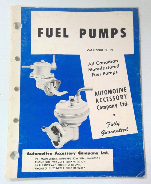 1970 All Canadian Manufactured Fuel Pumps - Automotive Accessory Co. Ltd Catalogue for sale