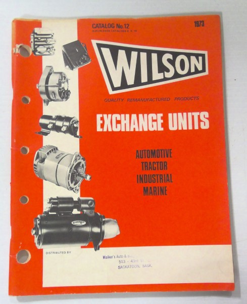 1973 Wilson Auto Electric Exchange Units Catalogue No. 12 for sale