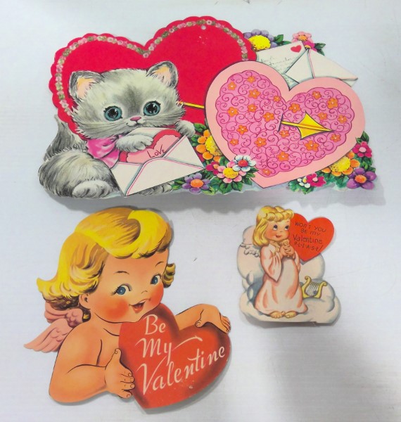 Lot of Vintage Valentines Day Cardboard Cutouts for sale