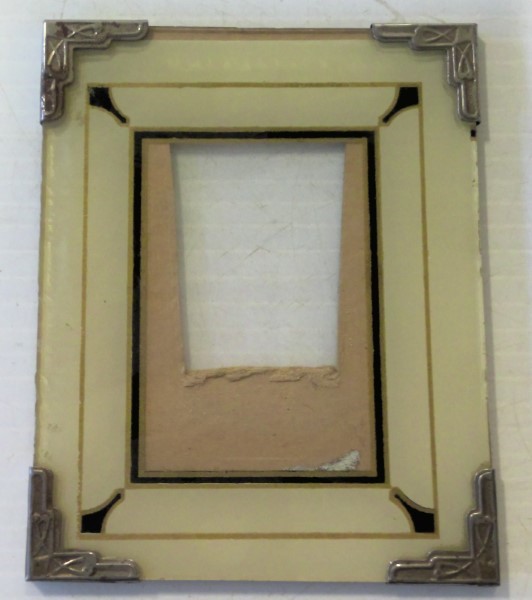 Small Antique Art Deco Reverse Glass Painted Picture Frame 4x5 for sale