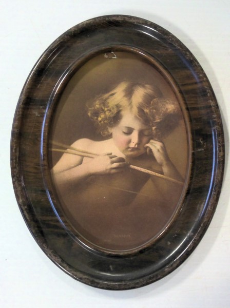 Vintage M.B. Parkinson Print in Tin Oval Frame for sale