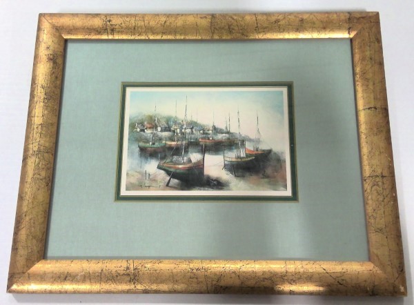 Amaregeri '77 Moored Boats Art Framed Print for sale