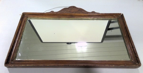 Antique Small Hard Wood Framed Wall Mirror for sale