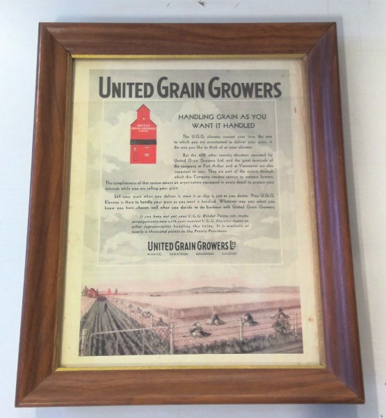 Framed 1934 United Grain Growers Advertisement for sale