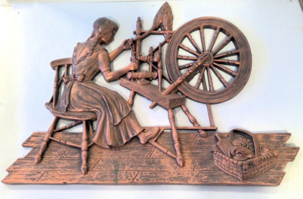 Vintage 1971 Coppercraft Plastic Spinning Jenny Wall Decor for sale