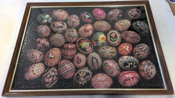 Vintage Framed Ukrainian Pysanky Easter Eggs Jigsaw Puzzle for sale