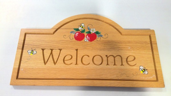 Wooden Welcome Sign 18"x10" for sale