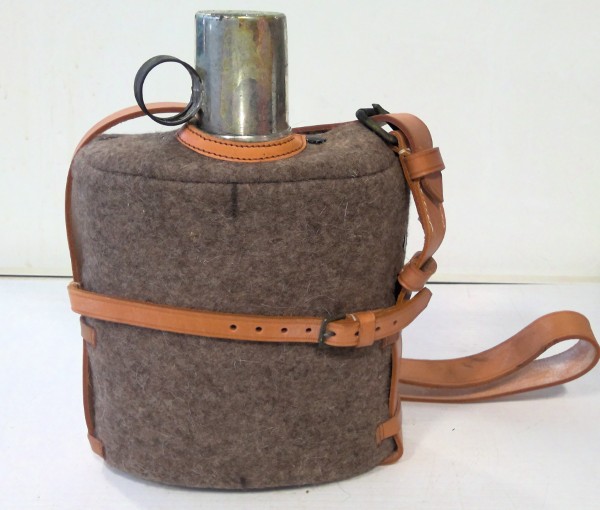 British Rigby & Mellor 1956 Canteen c/w cup & leather strap for sale