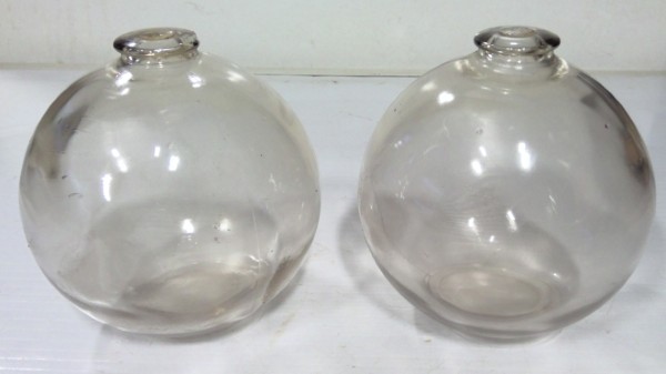 Pair of Vintage Clear Glass Fishing Floats - 4.5" tall for sale