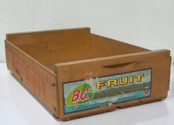 Vintage Famous Flavorful B.C. Fruit Wood Crate. for sale