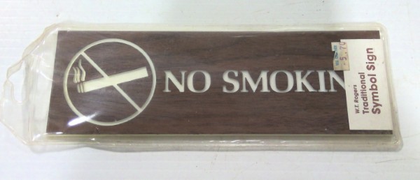 Vintage Walnut Wood Grain Finish No Smoking Sign with Adhesive Back for sale