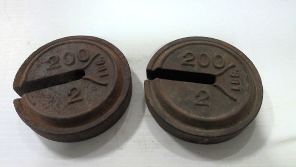 Antique Cast Iron Scale Weight 2LB - set of 2 for sale