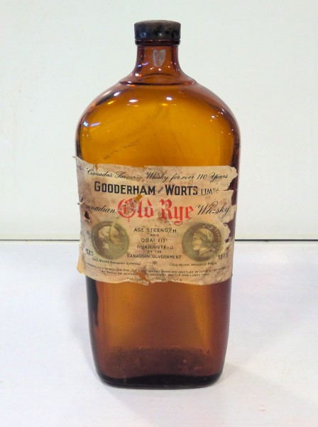 Vintage Gooderham & Worts Ltd. Canadian Old Rye Whiskey Bottle - Empty for sale