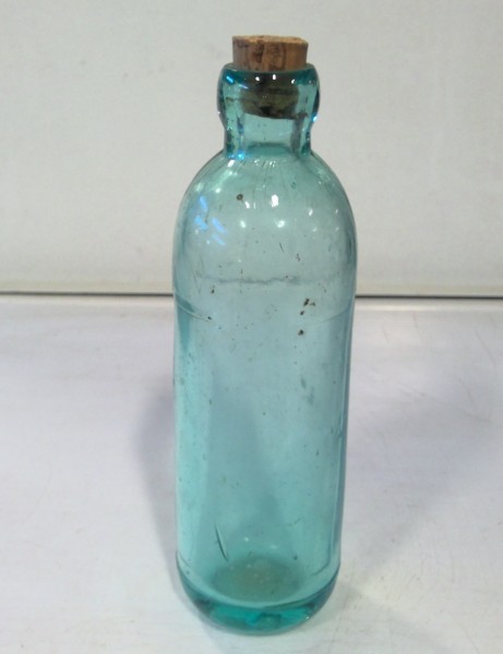 Antique Blue Glass Blob Top Bottle C. Late 1800s. for sale