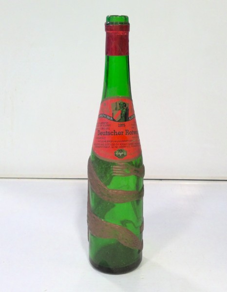 Vintage German Adolf Huber 1975 Monkey Green Wine Bottle for sale