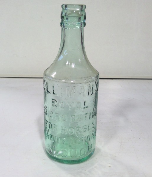 Antique Elliman's Royal Embrocation for Horses Embossed Glass Bottle for sale