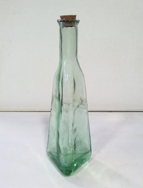 Vintage Aqua Green Triangle Apothecary / Decorative Bottle for sale