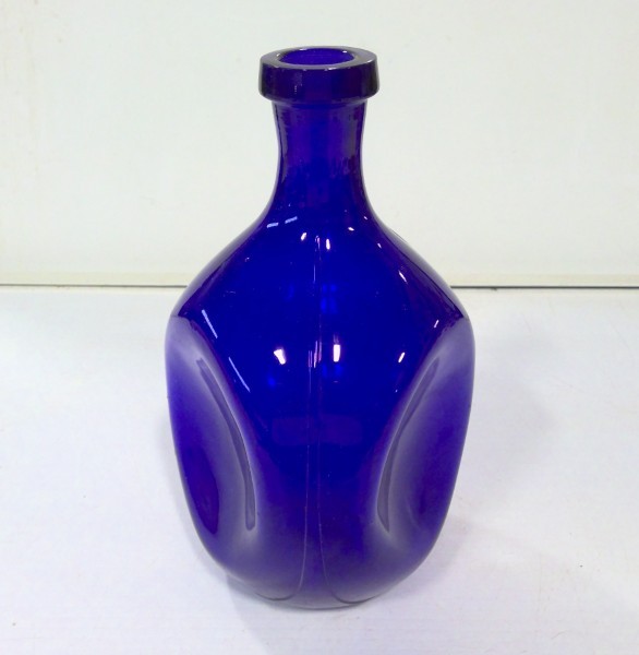 Vintage Cobalt Blue Glass Decanter Bottle - pinched glass for sale