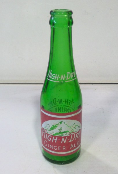 Vintage High-N-Dry Ginger Ale Calgary Alberta 7 Oz. Glass Pop Bottle for sale