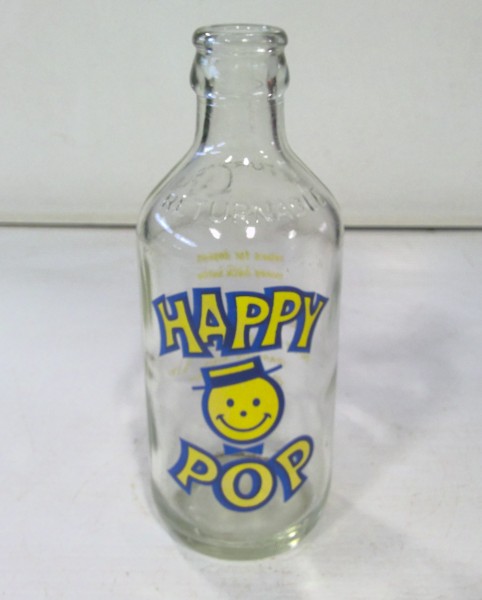 Vintage Edmonton Alberta Happy Pop 10 Oz. Glass Bottle for sale