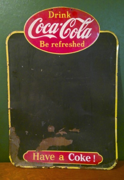 Vintage 1950s Coca-Cola Metal Chalk Menu Sign for sale