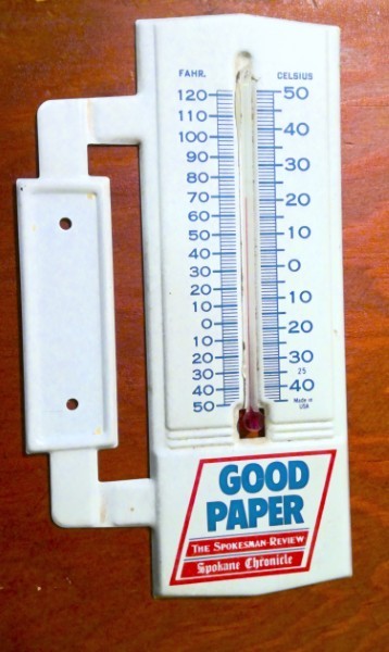 Vintage Advertising Thermometer "Good Paper" The Spokane Review Spokane Chronicle for sale